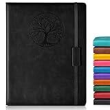 Lined Journal Notebook for Women Men,256 Pages A4 Large Hardcover Leather Journals for Writing,Travel,Business,Work,School,College Ruled Notebooks for Note Taking,Diary Notepad 8.6"×11" (Black)