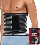 Abdominal Binder Post Surgery Hernia Support Belt Belly Wrap for Men Women, Post-Surgery Stomach Compression Belly Band for Post C Section, Natural Birth, Abdominal Injuries (Black, Small/Medium)