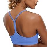 CRZ YOGA Butterluxe Womens Y Back Sports Bra - Padded Racerback Low Impact Spaghetti Thin Strap Workout Yoga Bra Wild Indigo X-Large