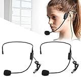 Yosoo Head Microphone, Voice Amplifier for Teachers 2PCS 3pin TA3F Plug Head Wearing Amplifying Microphone Headset Wired for Singing, Speaking, Teachers