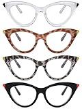 Eyekepper 4 Pack Small Reading Glasses for Women Cat-eye Style Ladies Readers +1.75