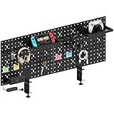 CCCEI Set Desk Organizer and Storage Pegboard with Charging Station, Gaming Standing Office Supplies Shelf Accessorie, Black Desktop Clamp Peg Board Privacy Organization Panel. Gifts for Men, 10FT.