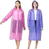 RUISHYY Rain Ponchos for Adults, Reusable EVA Rain Coats Waterproof Hooded Rain Jackets Rainwear for Women Men, Pack of 2