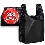 Reli. T-shirt Bags (300 Count) (Black) (11.5" x 6.5" x 21") - Black Plastic Bags (Plain) - Grocery, Shopping Bag, Restaurants