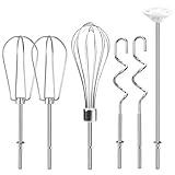 Hand Mixer Attachments Beater, Whisk, Blending Rod and Dough Hooks, Stainless Steel Hand Mixer Accessories Compatible with Kitchenaid Hand Mixers KHM3 KHM5 KHM7 KHM9, Set of 6