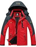 GEMYSE Men's Mountain Waterproof Ski Snow Jacket Winter Windproof Rain Jacket (Oriental Red,XX-Large)