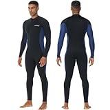 Lansru Men Wetsuit, 5/4mm Upgrade CR Neoprene Wetsuits for Men, Ideal Thermal Wet Suit in Cold Water, Front Zip for Surfing Snorkeling Diving Swimming