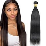 Misoun Brazilian Straight Human Hair Bundles Weaves 100% Unprocessed Virgin Straigt Human Hair One Bundles 20Inch Raw Sew in Bundles Deals Nature Black (100+/-5g)/pc