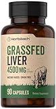 Horbäach Grass Fed Beef Liver Supplement | 4500mg | 90 Capsules | Desiccated, Pasture Raised, Grain Free, Non-GMO