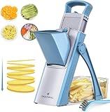 ONCE FOR ALL Upgrade Safe Mandoline Slicer Plus, Biger Size, Adjustable Vegetable Food Chopper Potato Fries Cutter, Detachable Blade, Kitchen Chopping Artifact, Gift (SkyBlue)