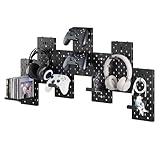 PEGZONE Controller and Headphone Holder Wall Mount, Modular Gaming Pegboard with Accessories, Controller Stand for Xbox PS5 PS4 Switch, Video Game Storage, Disc Shelf Organizer, 7pcs Pegboard, Black