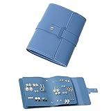 LAKE OF FIRE Earring Holder Organizer with Foldable Book Design Earring Book Organizer, Portable Pu Leather Travel Earring Case (Blue)