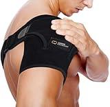 Copper Compression Recovery Shoulder Brace - Immobilizer for Torn Rotator Cuff, AC Joint Pain Relief, Dislocation, Arm Stability, Injuries, Tears - Adjustable Fits Men, Women - Black - One Size