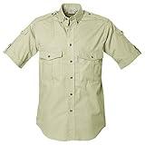 Tag Safari Shooter Shirt for Men Short Sleeve, 100% Cotton, Sun Protection for Outdoor Adventures - Stone - 3X-Large