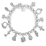 Thirteen Hanging Pieces Bracelet S925 Sterling Silver Link Bracelet Thirteen Hanging Charm Bracelets for Women