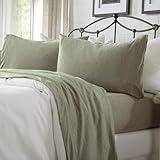 Great Bay Home Cotton Jersey Knit Queen Sheet Set - Ultra-Soft, Stretchy, Heathered Melange Eucalyptus Bed Sheets - Cozy, Soft T-Shirt Sheet & Pillowcase Set