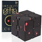 SMALL FISH Fidget Infinity Cube - Built-in Metal Never Ending Infinity Cube, Cool Sensory Infinite Fidget Toy for Stress and Anxiety Relief, Best for Adults and Kids with Autism,and ADHD (Black-Red)