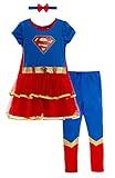 WARNER BROS Justice League Supergirl Toddler Girls Costume Dress Leggings Cape and Headband 4 Piece Set 5T