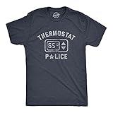 Mens Thermostat Police T Shirt Funny HVAC Heating and Air Conditioning Climate Graphic Tee Funny T Shirts Cool Sarcastic Short Sleeve Novelty Tees for Guys Navy 4XL