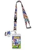 Sonic The Hedgehog Comic Strip ID Badge Holder Breakaway Lanyard w/Rubber Charm