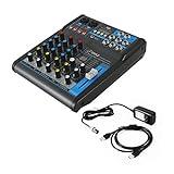 Pyle Professional Audio Mixer Sound Board Console System - Interface 4 Channel Digital USB Bluetooth MP3 Computer Input 48V Phantom Power Stereo DJ Studio Streaming FX 16-Bit DSP processor - PMXU43BT