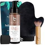 Self Tanner Tanning Mousse Kit - USA Made with Natural & Organic Ingredients, Self Tan Kit with Kabuki Brush & Mitt, Self Tanning Foam for Fake Tan, Non Toxic Sunless Tanner, Self Tanners Best Sellers