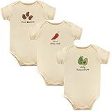 Touched by Nature baby boys Organic Cotton Bodysuits Bodysuit, Guacamole, 0-3 Months US