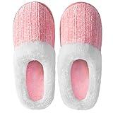 shoeslocker Slippers for Women Memory Foam Fuzzy House Slippers Bedroom Non-slip Warm Fluffy Plush Womens Slippers pink grey 7