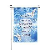 I'll Hold You in My Heart Garden Flag, In Loving Memory Garden Flag - Dove Religious Memorial Cemetery Bereavement, Double Sided Seasonal Porch Outdoor Decor for Grave 12.5" x 18"