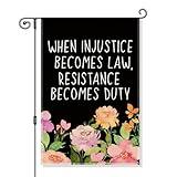 Gkodw When Injustice Becomes Law Resistance Becomes Duty Garden Flag, Funny Anti Racism Yard Flags for Outdoors, Feminist Social Justice Yard Sign, Human Rights Equality Flag