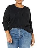 Amazon Essentials Women's Lightweight Long-Sleeve Cable Crewneck Sweater (Available in Plus Size), Black, 4X