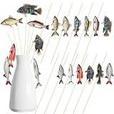 Soulchen 24 Pcs Fishing Party Centerpiece Sticks Decoration Fisherman Fishing Pole Picks Birthday Decorations for Ofishally One Theme Birthday Party Table Centerpieces Decor