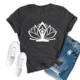 TUPOSU Yoga Shirts for Women Pilates Workout T-Shirt Lotus Flower Meditation Tee Tops
