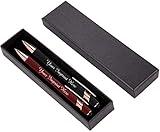 ExpressDesigns™ - Personalized Pens Gift Set - 2 Pack of Rose Gold Soft Touch Metal Pens w/gift box - Luxury Ballpoint Pen Custom Engraved with Name | Perfect for Him or Her (Red - Black)