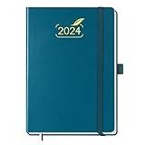 2024 Planner by BEZEND, A5 Calendar 5.8" x 8.5", Daily Weekly and Monthly Agenda with Pen Holder,FSC Certified 80GSM Paper, Hard Cover - Pacific Green