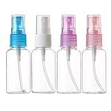 SINIDE Spray Bottles 30 ml/1 oz, 4 Pack Clear Empty Fine Mist Plastic Mini Travel Bottle Set, Portable Refillable Makeup Sprayer Containers for Perfume, Liquids, Aromatherapy, Small Size