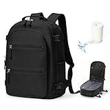 WEPLAN Vacuum Backpack Travel with Pump, Vacuum Seal Compression Space Saver Bags Clothing Vacpack, 18x14x8 inches travel bag Spirit Approved, Carry On Suitcase Luggage, Laptop Backpack,Black