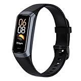 Fitness Tracker with 24/7 Heart Rate Blood Oxygen Sleep Monitor,Activity Tracker with 1.1" AMOLED Touch Color Screen, Multiple Sport Modes Step Counter,IP68 Waterproof for Women Men (Dark Black)