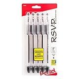 Pentel RSVP Ballpoint Pen, (0.7mm), Fine Line, Black Ink, Pack of 5 (BK90PF5A)