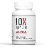 10X Health Alpha Testosterone Support - Muscle Builder & Testosterone Booster for Men with Tongkat Ali 1000mg, Muscle-enhancing Libido Booster & Testosterone Supplement for Men (60 Capsules, 2x Daily)