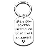 VANLOVEMAC Back to School Gifts Have Fun Don't Do Stupid Keychain for Teen Boys Girls Christmas Birthday Gifts Funny Gag Gifts for Son Daughter Off to College Student First Day of School