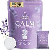 Body Restore Bath Bombs Aromatherapy 15 Pack - Christmas Gifts for Women, Stocking Stuffers, Birthday Gifts for Mom, White Elephant Gift, Travel Essentials - Lavender Shower Steamers