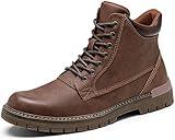 Jousen Mens Boots Casual Zipper Boots for Men Fashion Ankle Men's Chukka Boots (AMY8127A Brown 10.5)