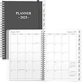 Veiai 2025 Planner,January - December, Wirebound,Weekly and Monthly with Monthly Tabs Planner, Frosted Cover,6.5"x8.5", Twin-Wire Binding Calendar Notebook (Black)