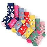 COTTON DAY 7 Days of the Week Gift Box Kids Girls Short Socks Cute Animal Stars 6-8 years Size M (8)