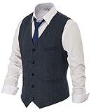 PJ PAUL JONES Men's Vintage Single Breasted 5 Button Tweed Vest Wool Waistcoat