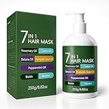 EELHOE 7 in 1 Hair Mask, Keratin Biotin Hair Mask with Batana, Rosemary, Castor, Pumpkin, Peppermint Oil, Hair Repair Mask for Damaged Dry Frizzy Bleached Hair & Hair Growth, All Hair Types, 8.8 Oz