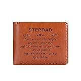THTCSQ To My Stepdad Gifts Leather Wallet for Man Engraved Personalized Leather Wallet To My Dad Gift Father's day Thanksgiving Day Gifts Birthday Gifts (Stepdad)