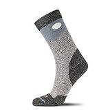 FITS Teton Light Hiker Crew, Merino Wool Sock for Men and Women - Whole Foot Comfort, Lightweight, Breathable, Odor Resistant, Hiking Socks, Made in USA, Chesnut/Stormy Weather, X-Large