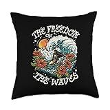 Everyday Staples Surfing Surf Waves Beach Art The Freedom On The Waves Surf Lover Novelty Graphic Throw Pillow, 18x18, Multicolor